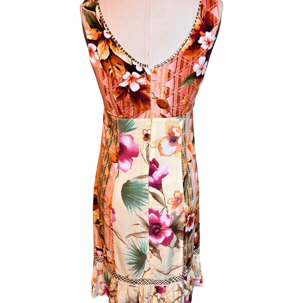 Boho Tropical Midi Dress XS Beaded Sequin Resort Cruise Vintage - Picture 3 of 9